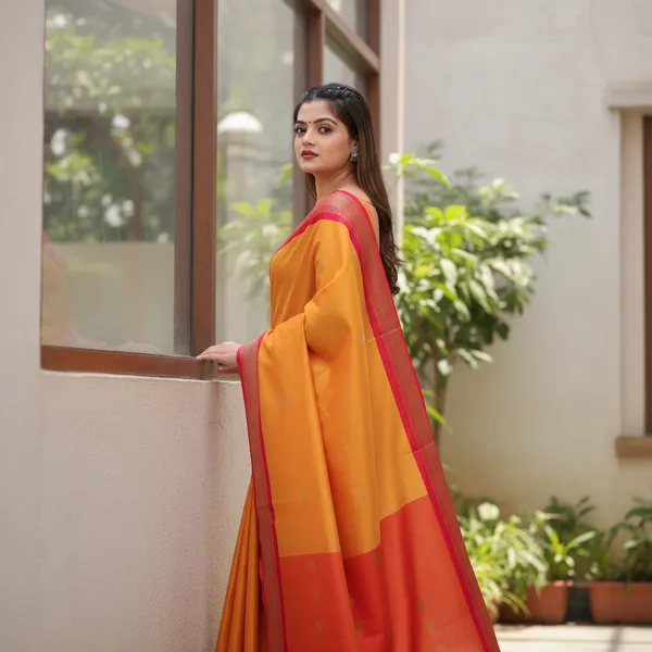 Mustard_Yellow_Cotton_Silk_Traditional_Saree_With_Running_Blouse_For_Women