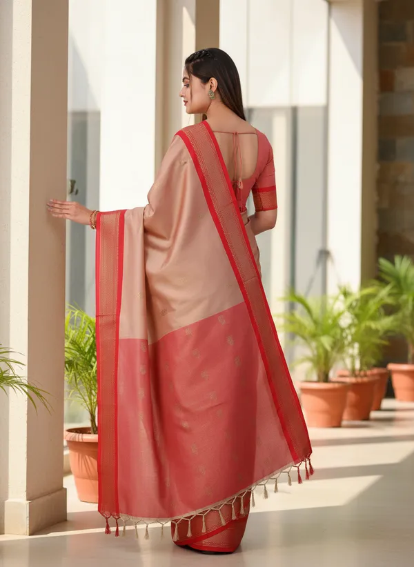 Peach_Cotton_Silk_Traditional_Saree_With_Running_Blouse_For_Women