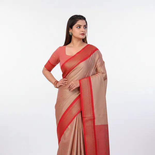 Peach_Cotton_Silk_Traditional_Saree_With_Running_Blouse_For_Women