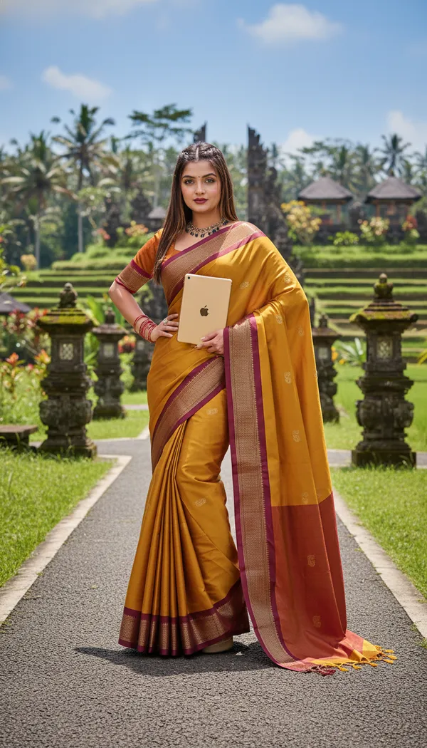 Mustard_Yellow_Cotton_Silk_Traditional_Saree_With_Running_Blouse_For_Women