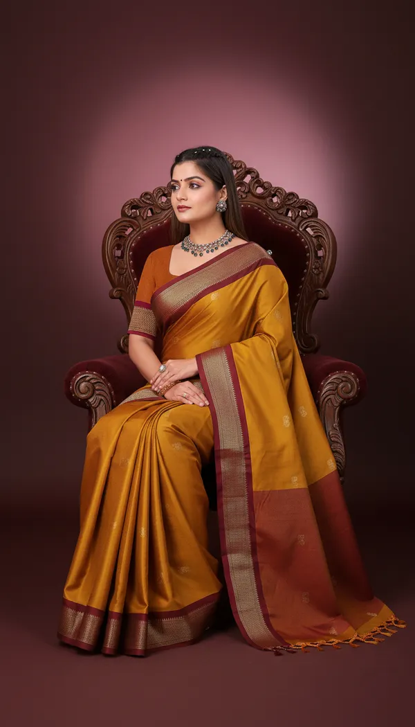 Mustard_Yellow_Cotton_Silk_Traditional_Saree_With_Running_Blouse_For_Women