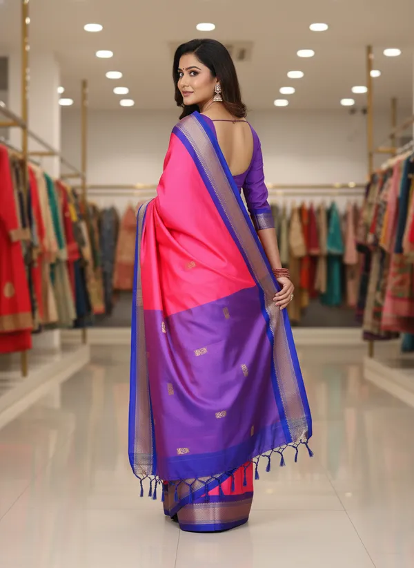 Rani_Pink_Cotton_Silk_Traditional_Saree_With_Running_Blouse_For_Women