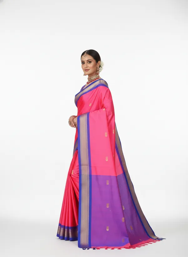 Rani_Pink_Cotton_Silk_Traditional_Saree_With_Running_Blouse_For_Women