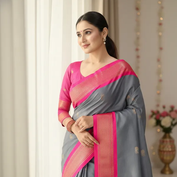 Grey_And_Pink_Cotton_Silk_Traditional_Saree_With_Running_Blouse_For_Women