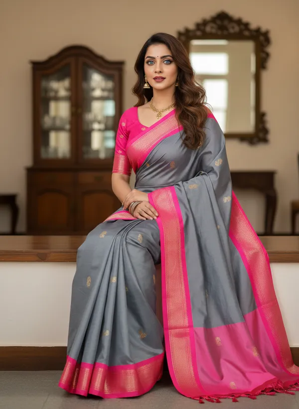 Grey_And_Pink_Cotton_Silk_Traditional_Saree_With_Running_Blouse_For_Women
