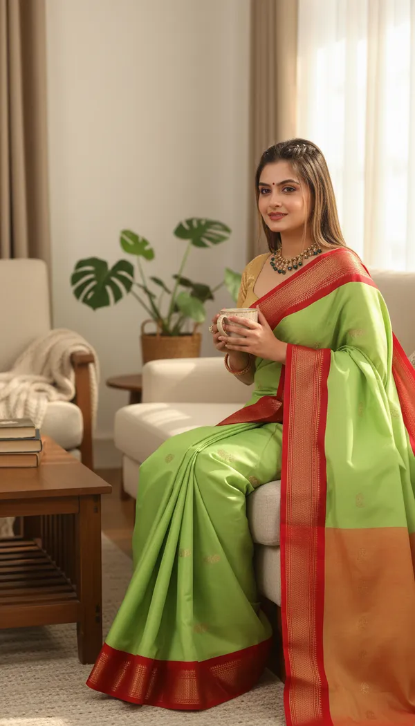 Light_Green_Cotton_Silk_Traditional_Saree_With_Running_Blouse_For_Women