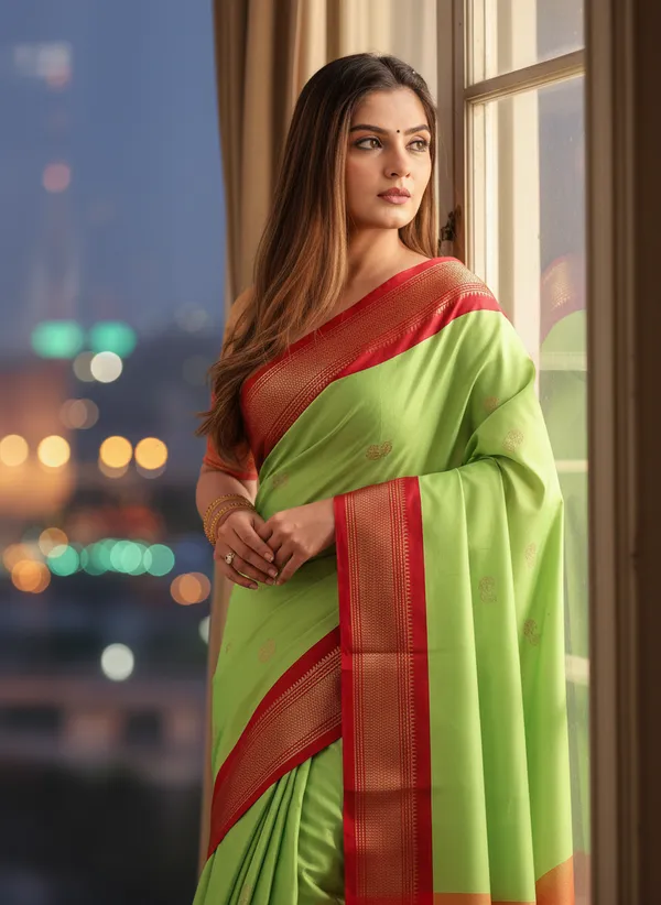 Light_Green_Cotton_Silk_Traditional_Saree_With_Running_Blouse_For_Women