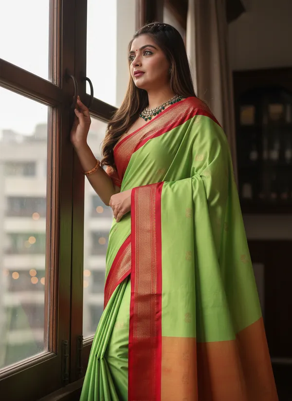 Light_Green_Cotton_Silk_Traditional_Saree_With_Running_Blouse_For_Women
