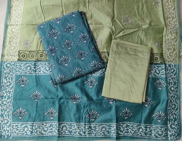 Teal_Blue_&_Pista_Embroidred_Silk_Unstitched_Suit_Material_With_Dupatta