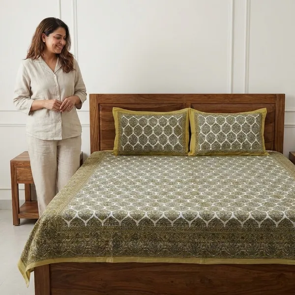 Premium_Cotton_Bed_Cover_Set_With_Geometric_Pattern_-_King_Size_With_2_Pillow_Covers