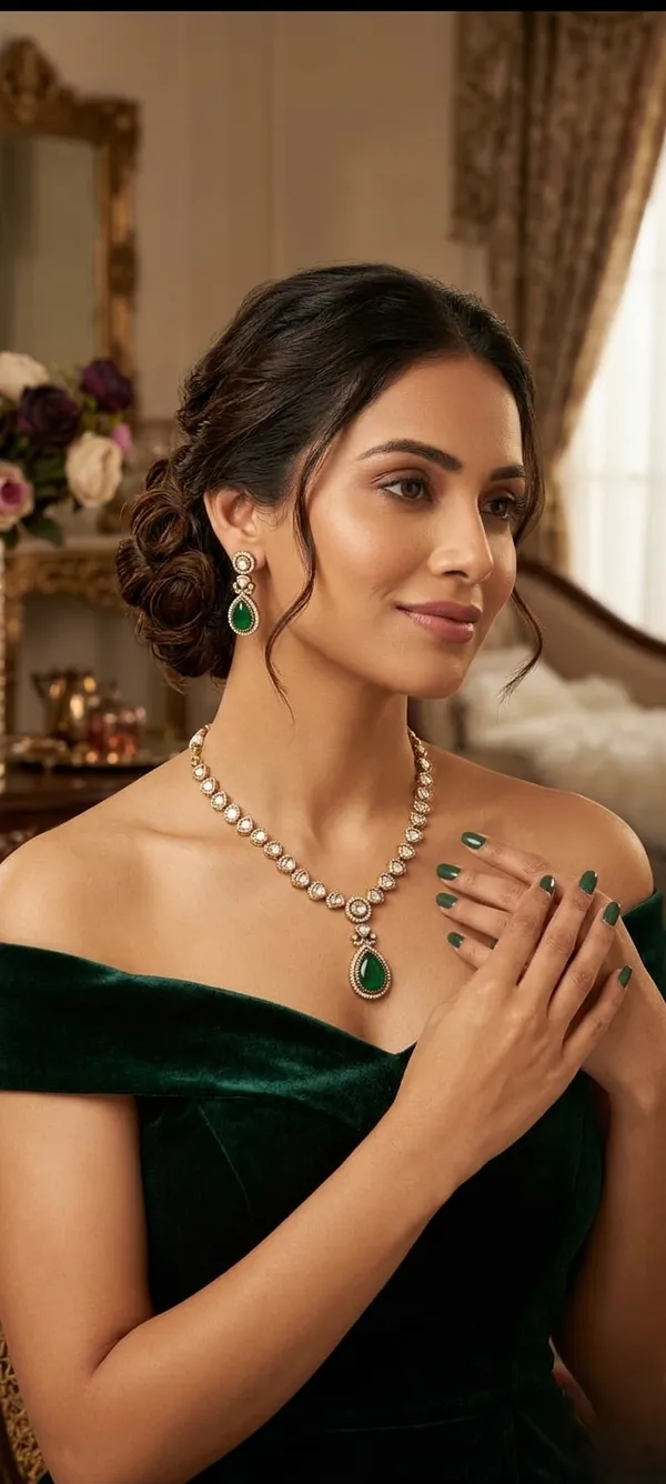 Green_-Elegant_Victorian_Style_Polki_Necklace_Set