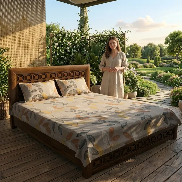 Decorative_Floral_Print_Bedsheet_With_Matching_2_Quilted_Pillow_Covers