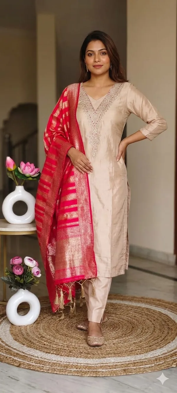 Beige_Embroidered_Unstitched_Suit