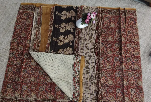 Kota_Doriya_Ajrak_Hand_Block_Saree_With_Cotton_Blouse