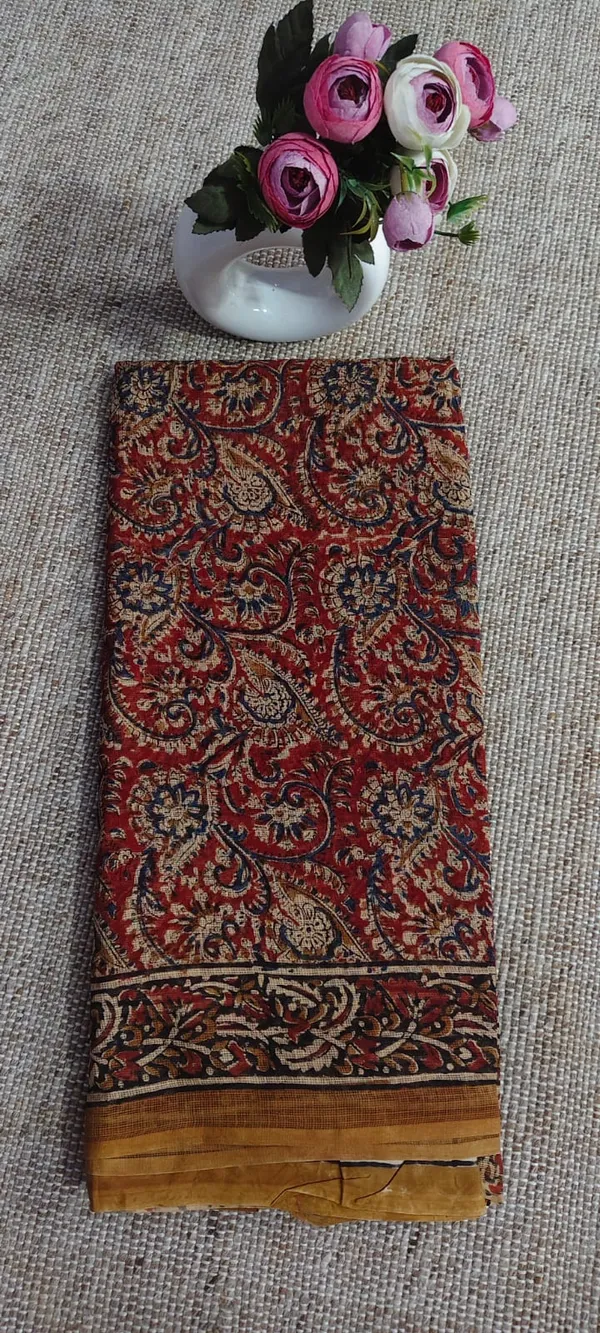 Kota_Doriya_Ajrak_Hand_Block_Saree_With_Cotton_Blouse