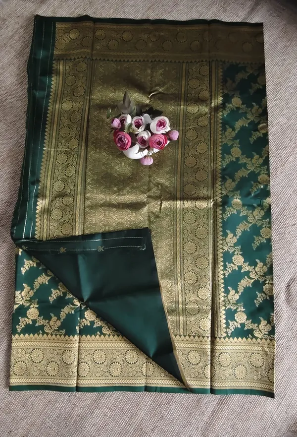 Green_Banarsi_Silk_Saree_With_Blouse