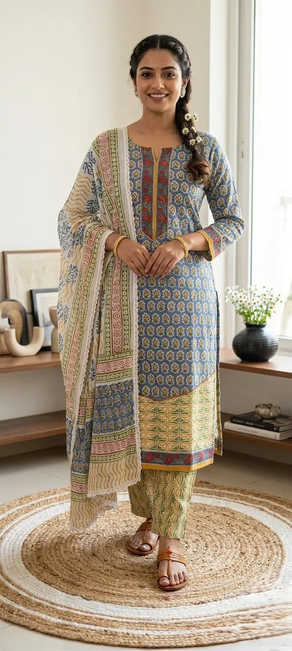Hand_Block_Print_Cotton_Unstitched_Suit_Material_With_Dupatta