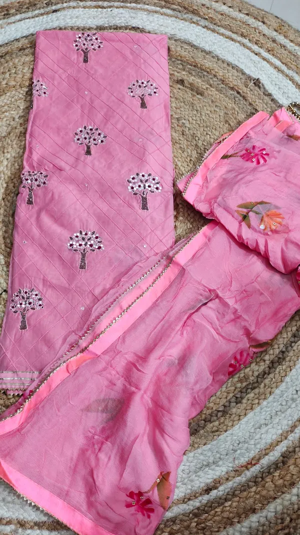 Pink_Handwork_Chanderi_Unstitched_Suit_Material_With_Floral_Dupatta