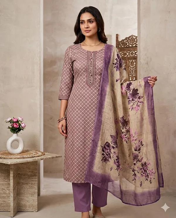 Lavender_Glace_Cotton_Suit_Material_with_Linen_Dupatta