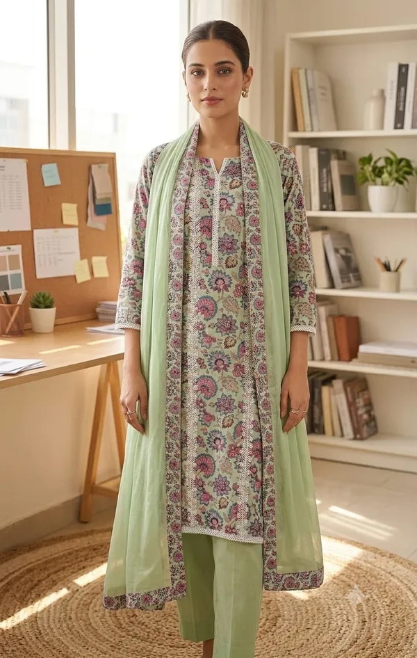 Mint_Flora_Printed_Suit_Material
