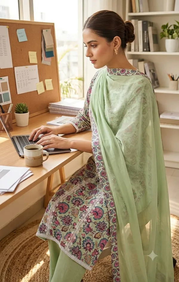 Mint_Flora_Printed_Suit_Material