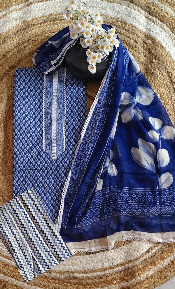 Blue_Printed_Cotton_Unstitched_Suit_Material_With_Dupatta