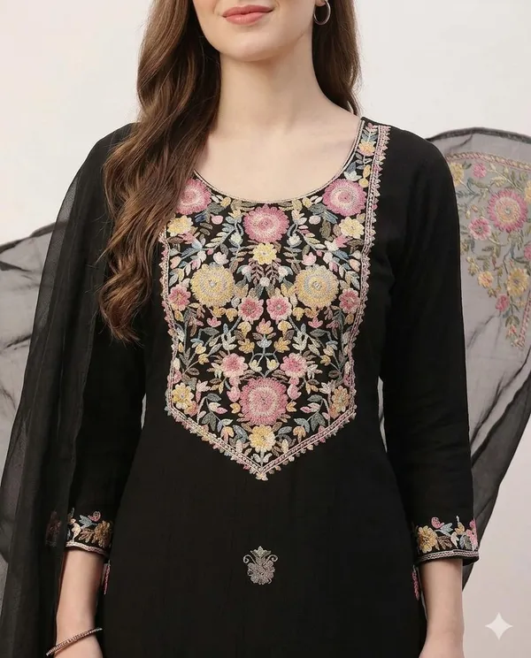 Noir_Floral_Embroidered_Suit_Material_with_Organza_Dupatta