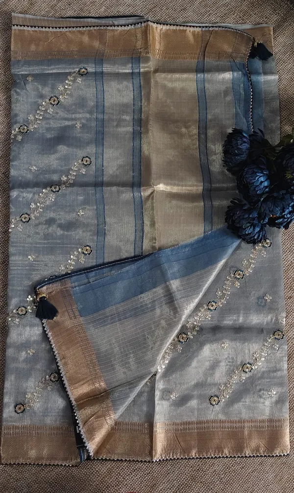 Grey_Tissue_Saree_With_Gota_Patti_Double_Toned