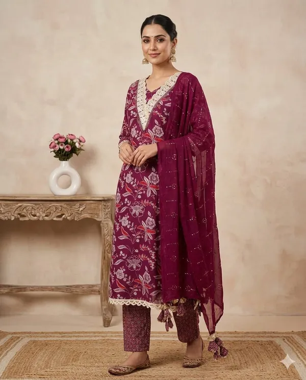 Wine_Floral_Print_Unstitched_Suit_Material_With_Embellished_Dupatta