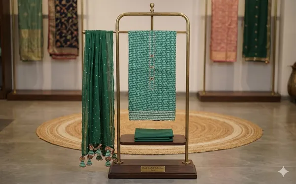 Rich_Emerald_Green_Cotton_Unstitched__Suit_With_Pure_Dupatta
