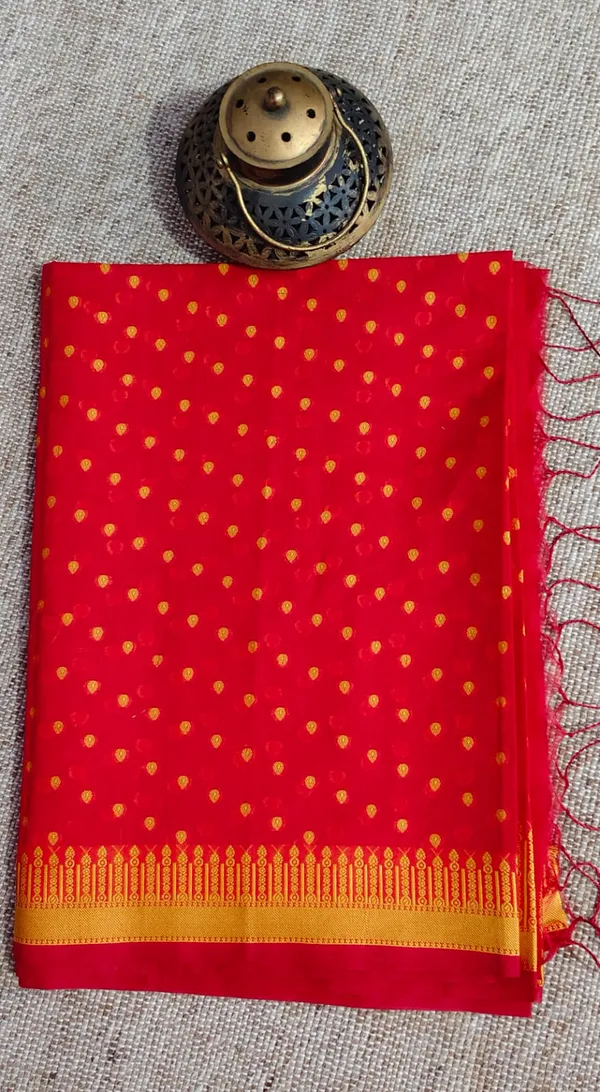 Red_Tanchui_With_Yellow_Resham_Work_Saree_With_Blouse