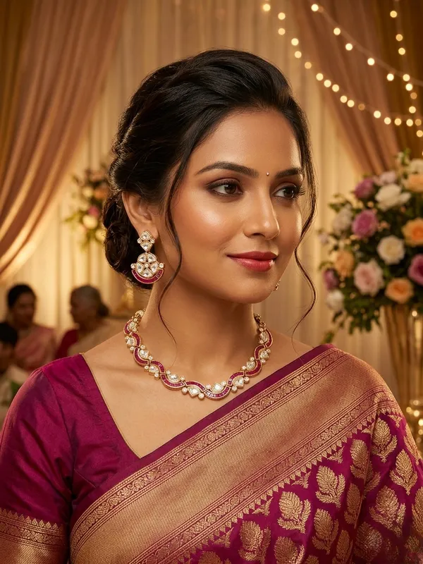 Pink_And_White_Kundan_Necklace_Set_With_Matching_Earrings