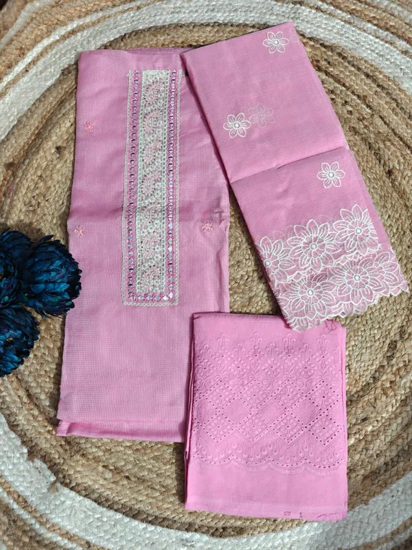 Pink_Embroidered_Kota_Unstitched_Suit_Material_With_Dupatta
