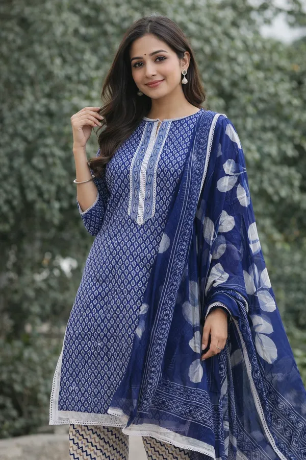 Blue_Printed_Cotton_Unstitched_Suit_Material_With_Dupatta