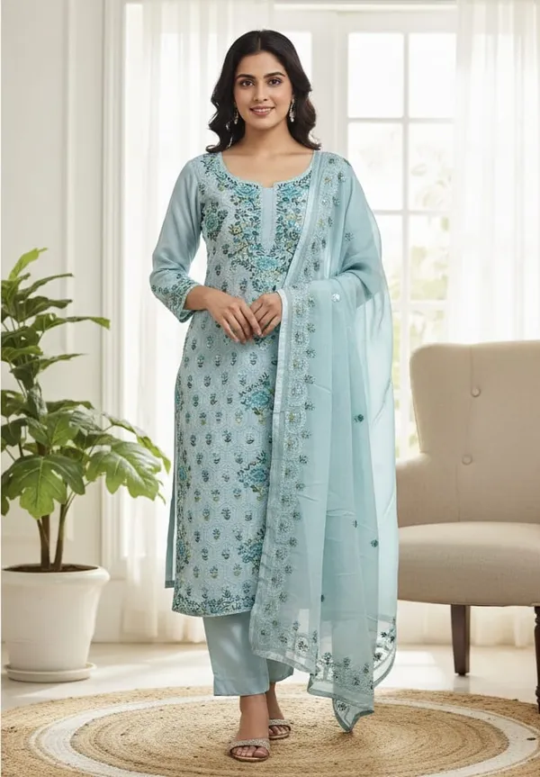 Turquoise_Blue_Embroidered_Ethnic_Georgette_Unstitched_Suit_Material_With_Dupatta