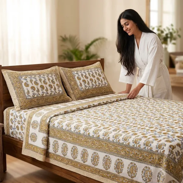 Block_Printed_Cotton_Double_Bedsheet_With_Pillow_Covers_-_Brown_&_Beige_Floral_Pattern