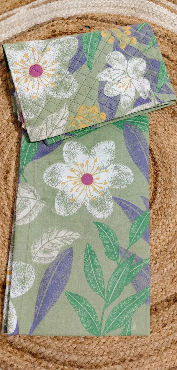 Floral_Print_Cotton_Bedsheet_With_Two_Matching_Quilted_Pillow_Covers