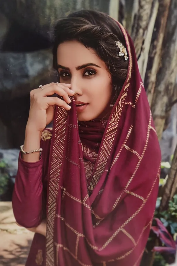 Maroon_Dola_Silk_Unstitched_Suit_Material_With_Heavy_Work
