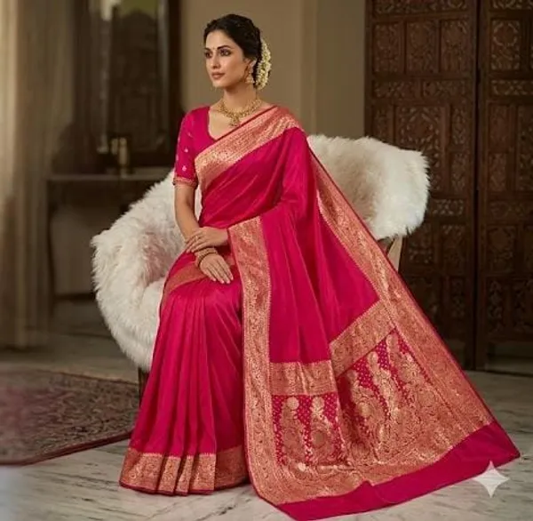 Fuchsia_Pink_Pure_Silk_Saree_With_Zari_Border
