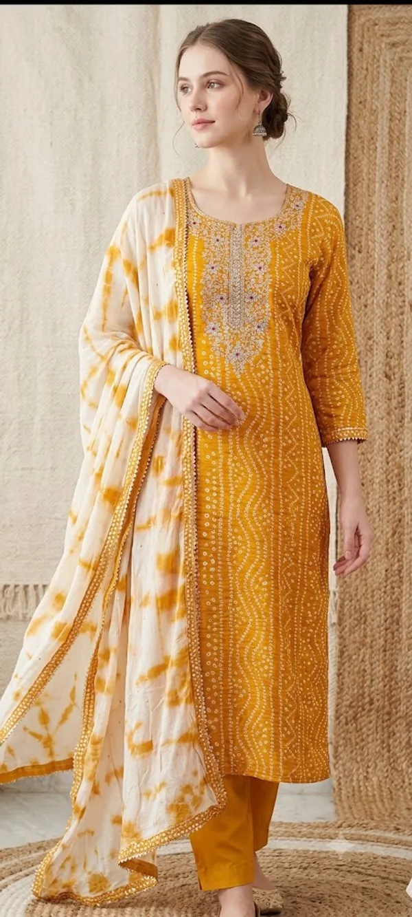 Mustard_Yellow_AnUnstitched_Ethnic_Unstitched_Suit_Material_With_Dupatta