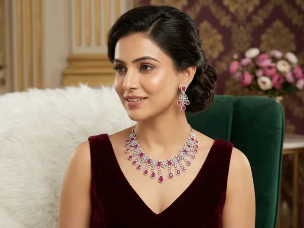 Pink_Ruby_&_Diamond_Studded_Necklace_Set_With_Matching_Earrings