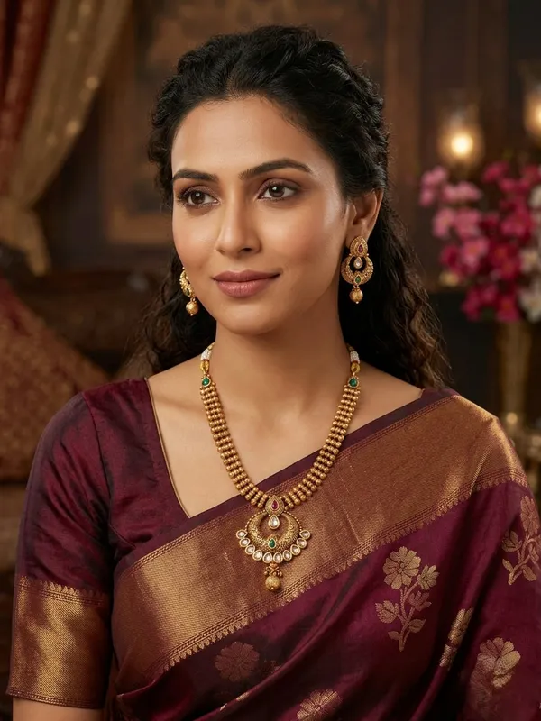 Traditional_Gold-Toned_Kundan_Necklace_Set_With_Multicolor_Stones