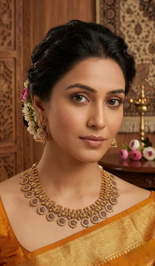 Traditional_Gold-Plated_Coin_Necklace_With_Ruby_Accents