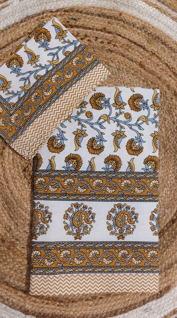 Block_Printed_Cotton_Double_Bedsheet_With_Pillow_Covers_-_Brown_&_Beige_Floral_Pattern