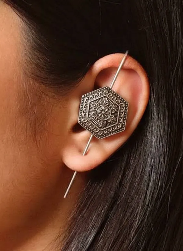 Silver_Oxidised_Hexagonal_Drop_Earrings_for_Women