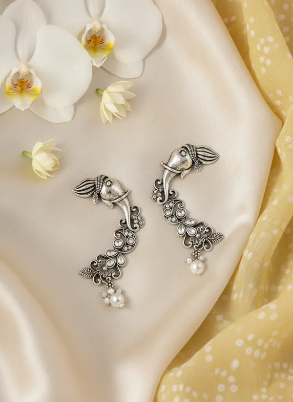 Silver-Tone_Elephant_Motif_Drop_Earrings_for_Women