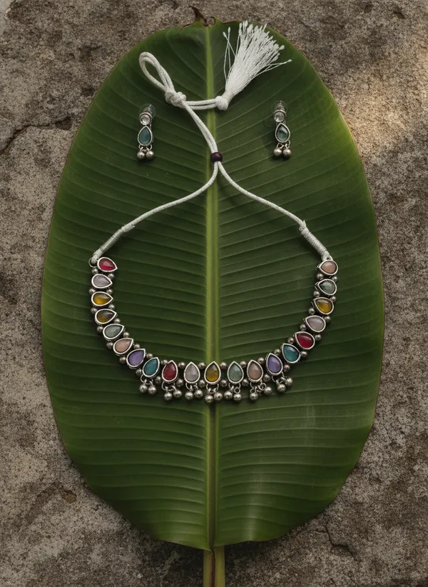 Multicolour_Oxidised_Finish_Necklace_Set_for_Women