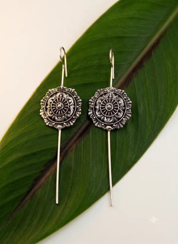 Silver_Oxidized_Floral_Drop_Earrings_for_Women