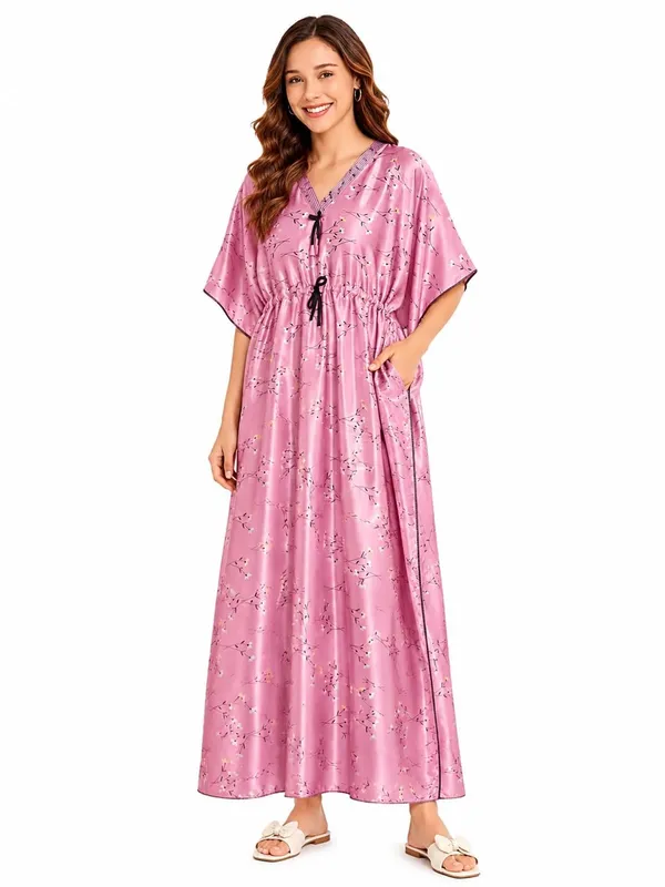 Women_S_Italian_Satin_Kaftan_Nightgown_Floral_Print_V_Neck_Lounge_Dress_With_Adjustable_Drawstring_Waist_Loose_Fit_Sleepwear_House_Dress_Free_Size