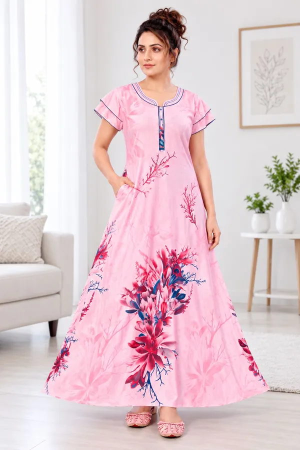 Didi_Nightwear_Women�s_Rayon_Satin_Printed_Night_Gown_with_Frill_Sleeves
